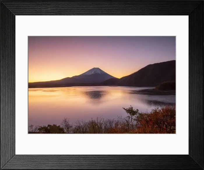 Framed Print : Mount Fuji and Lake Motosu at dawn, Yamanashi Prefecture, Japan Framed Print : Mount Fuji and Lake Motosu at dawn, Yamanashi Prefecture, Japan