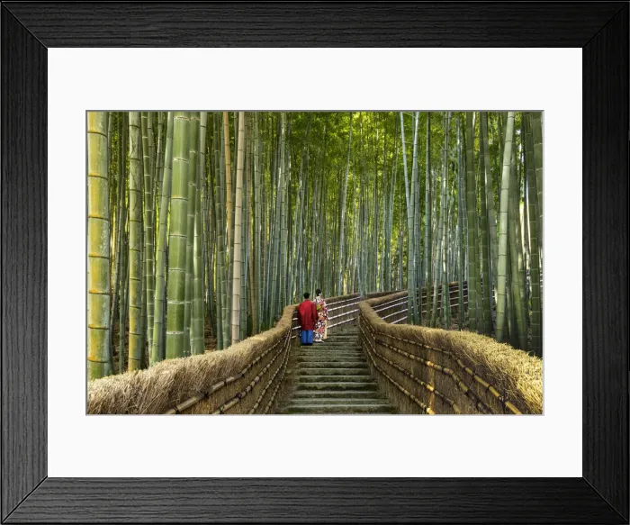 Framed Print : Japanese Couple on Steps Through Bamboo Forest, Adashino Nembutsu-ji Temple, Arashiyama Framed Print : Japanese Couple on Steps Through Bamboo Forest, Adashino Nembutsu-ji Temple, Arashiyama