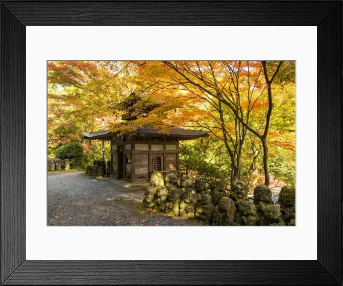 Framed Print : Stone statues at Otagi Nenbutsu ji Temple in Autumn, Arashiyama Sagano area, Kyoto, Japan Framed Print : Stone statues at Otagi Nenbutsu ji Temple in Autumn, Arashiyama Sagano area, Kyoto, Japan