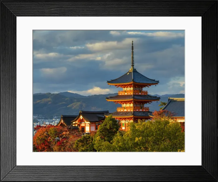 Framed Print : Sanjunoto pagoda of Kiyomizu-dera Temple in Autumn, Higashiyama, Kyoto, Japan