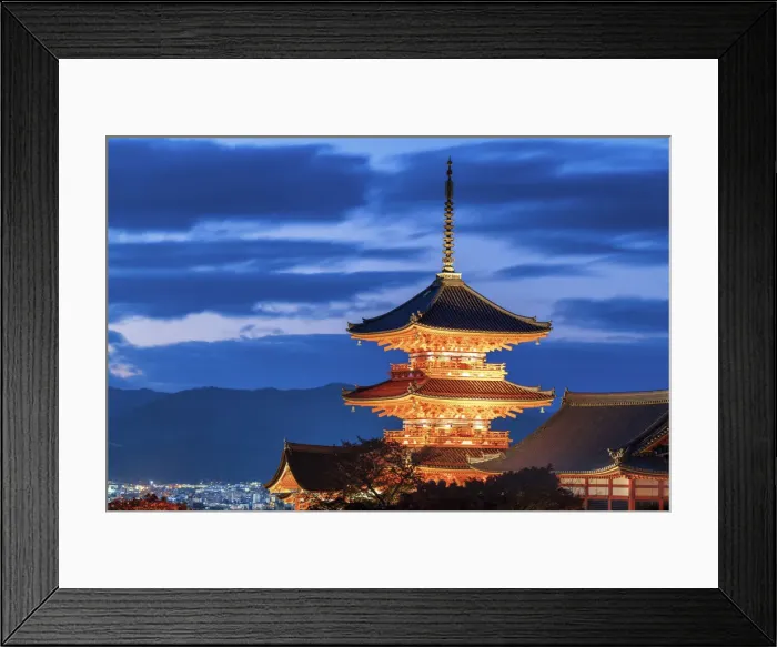 Framed Print : Sanjunoto pagoda of Kiyomizu-dera Temple at Night, Higashiyama, Kyoto, Japan Framed Print : Sanjunoto pagoda of Kiyomizu-dera Temple at Night, Higashiyama, Kyoto, Japan