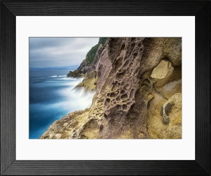Framed Print : Eroded Coastline at Onigajo, Kinomotocho, Kumano, Mie Prefecture, Japan