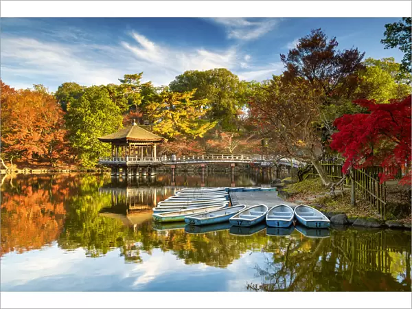 Ukimido Pavilion in Autumn, Nara Park, Nara, Kansai, Japan