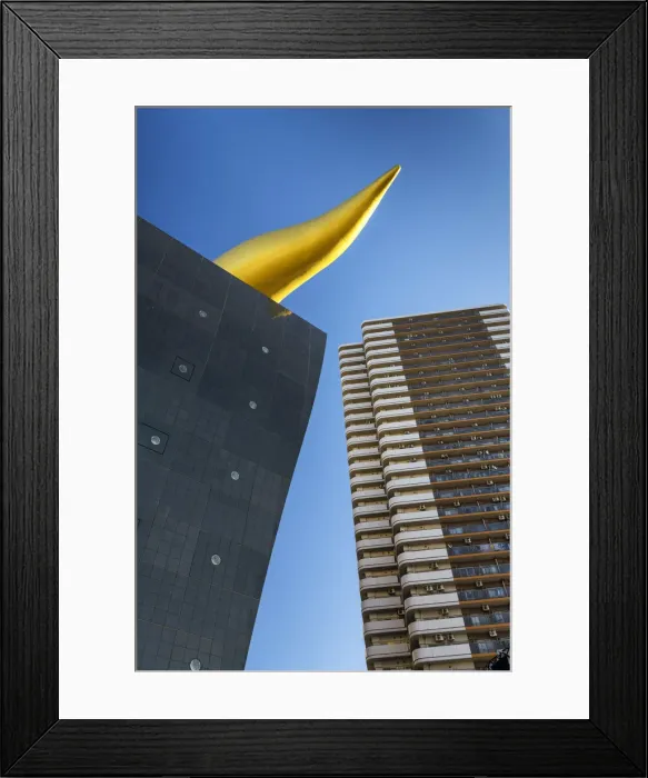 Framed Print : Asahi Building Golden Flame Abstract, Tokyo, Japan