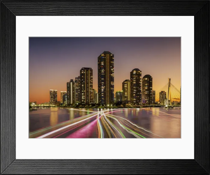 Framed Print : Sumida River at Night, Tokyo, Honshu, Japan
