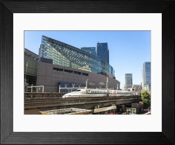 Framed Print : Shinkansen Bullet Train on an elevated section of track next to the Tokyo International Framed Print : Shinkansen Bullet Train on an elevated section of track next to the Tokyo International