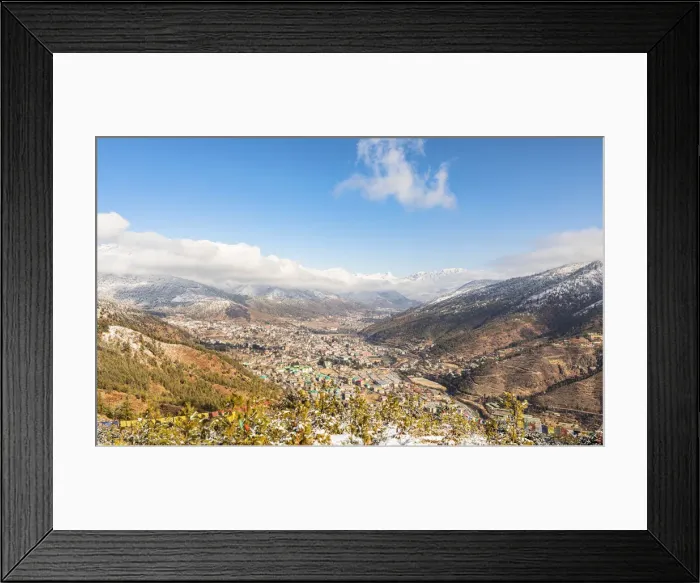 Framed Print : Elevated view of the city of Thimphu, Bhutan Framed Print : Elevated view of the city of Thimphu, Bhutan