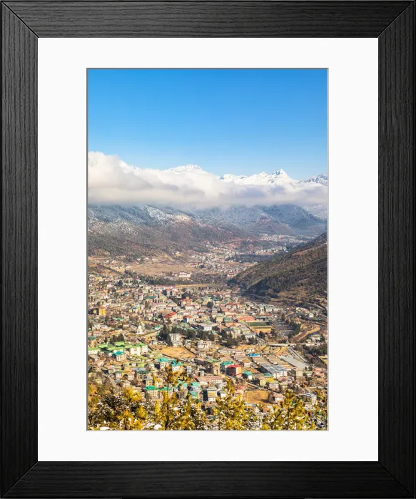 Framed Print : Elevated view of the city of Thimphu, Bhutan Framed Print : Elevated view of the city of Thimphu, Bhutan