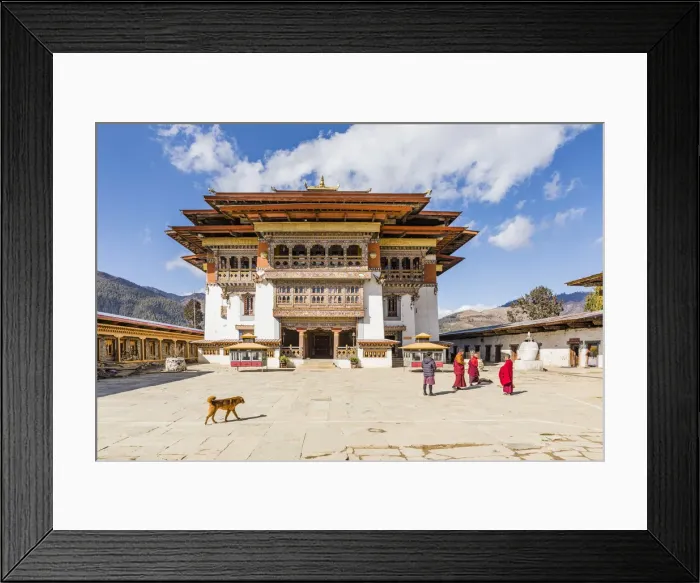 Framed Print : The courtyard of Gangteng Monastery, Phobjikha Valley, Bhutan Framed Print : The courtyard of Gangteng Monastery, Phobjikha Valley, Bhutan