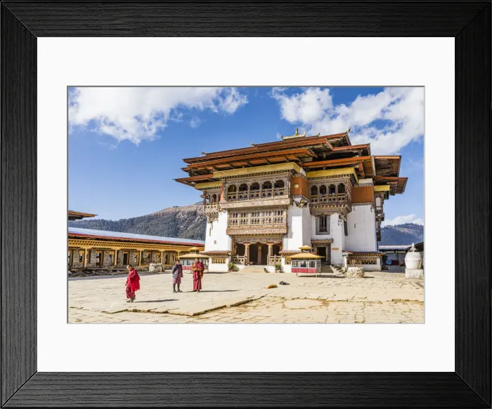 Framed Print : The courtyard of Gangteng Monastery, Phobjikha Valley, Bhutan Framed Print : The courtyard of Gangteng Monastery, Phobjikha Valley, Bhutan