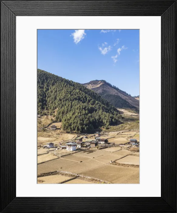 Framed Print : A village in Phobjikha Valley, Bhutan
