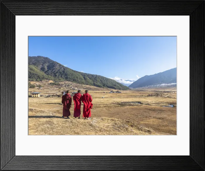 Framed Print : Novice Monks (Child Monks) in Phobjikha Valley, Bhutan