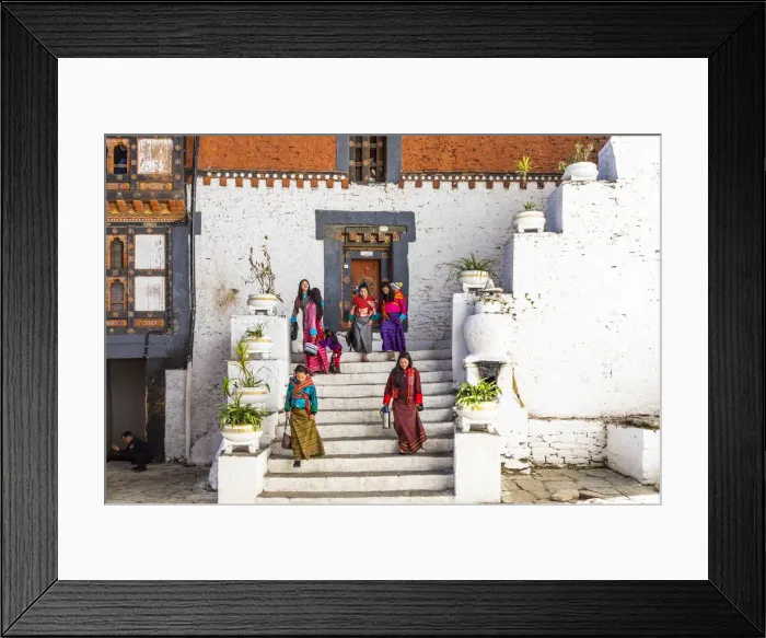 Framed Print : Women walking in Trongsa Dzong, Trongsa District, Bhutan Framed Print : Women walking in Trongsa Dzong, Trongsa District, Bhutan