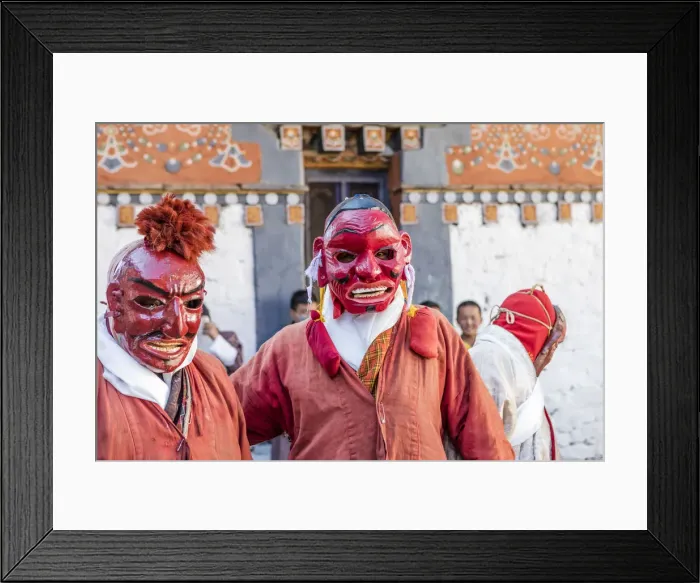 Framed Print : Masked dancers in Trongsa Dzong, Trongsa District, Bhutan