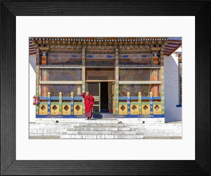 Framed Print : A monk in Kurjee Zangdopelri, Jakar, Bumthang District, Bhutan Framed Print : A monk in Kurjee Zangdopelri, Jakar, Bumthang District, Bhutan