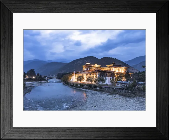 Framed Print : Punakha Dzong at night, Punakha, Punakha District, Bhutan