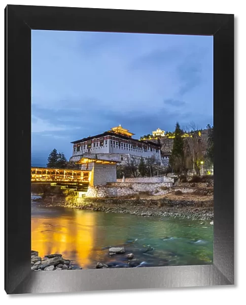 Rinpung Dzong (otherwise known as Paro Dzong) in the evening, Paro, Paro District, Bhutan