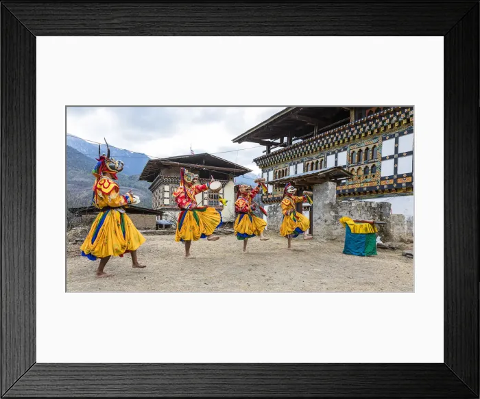 Framed Print : Masked dancers at a local festival in Paro District, Bhutan Framed Print : Masked dancers at a local festival in Paro District, Bhutan