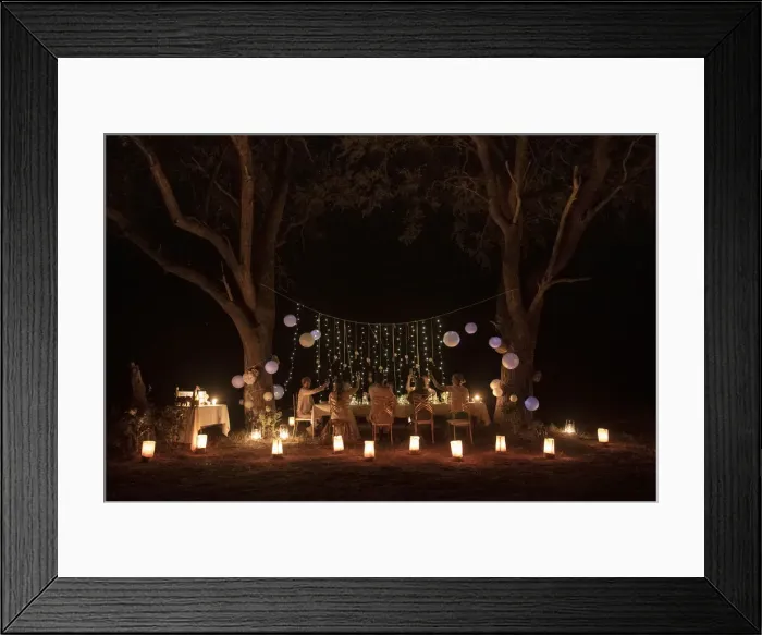Framed Print : Wedding dinner while on Safari, Khwai River, Okavango Delta, Botswana Framed Print : Wedding dinner while on Safari, Khwai River, Okavango Delta, Botswana