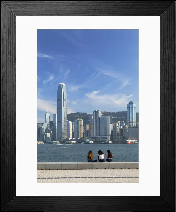 Framed Print : Women sitting in West Kowloon Art Park, Kowloon, Hong Kong