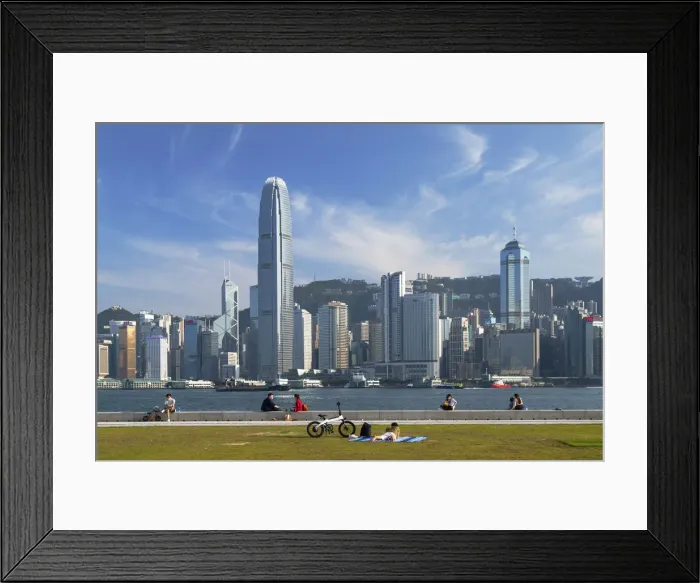 Framed Print : Skyline of Hong Kong Island from West Kowloon Art Park, Kowloon, Hong Kong