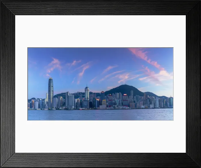 Framed Print : Skyline of Hong Kong Island at sunset, Hong Kong Framed Print : Skyline of Hong Kong Island at sunset, Hong Kong