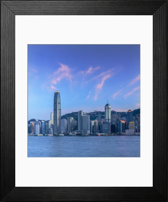 Framed Print : Skyline of Hong Kong Island at sunset, Hong Kong Framed Print : Skyline of Hong Kong Island at sunset, Hong Kong