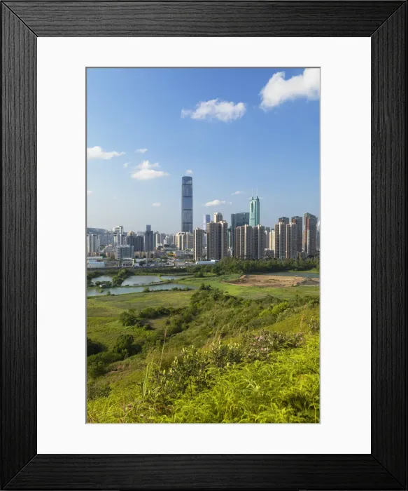 Framed Print : Skyline of Shenzhen from Sheung Shui, New Territories, Hong Kong Framed Print : Skyline of Shenzhen from Sheung Shui, New Territories, Hong Kong