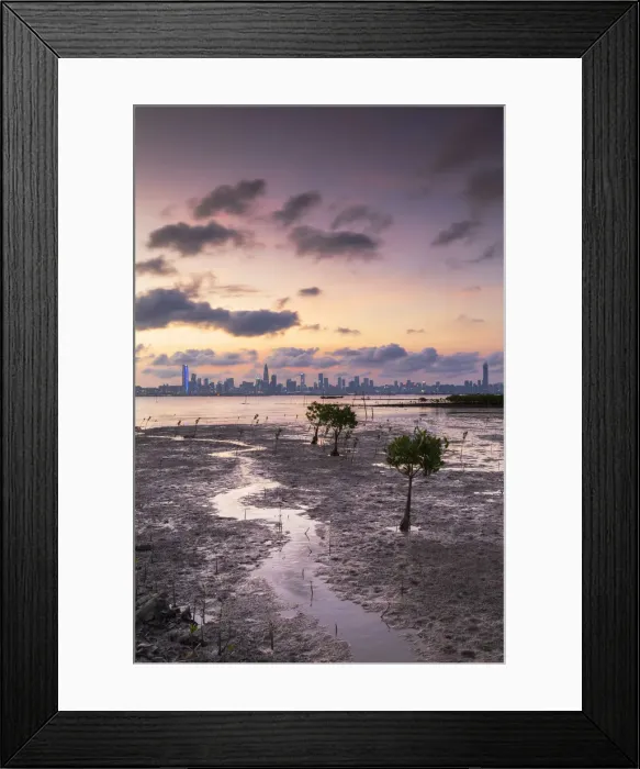 Framed Print : Shenzhen Bay Bridge from Lau Fau Shan at sunset, Hong Kong Framed Print : Shenzhen Bay Bridge from Lau Fau Shan at sunset, Hong Kong