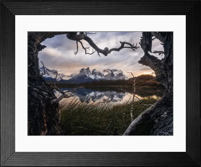 Framed Print : Torres del Paine mountain range at sunrise, Patagonia, Chile Framed Print : Torres del Paine mountain range at sunrise, Patagonia, Chile