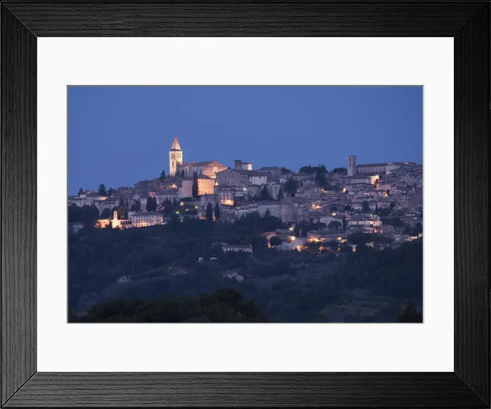 Framed Print : The village of Todi at dusk, Perugia Province, Umbria, Italy, Europe