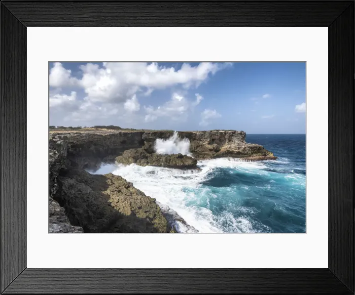 Framed Print : The cliff in front of the big waves of Atlantic Ocean, North Point, Barbados Island Framed Print : The cliff in front of the big waves of Atlantic Ocean, North Point, Barbados Island