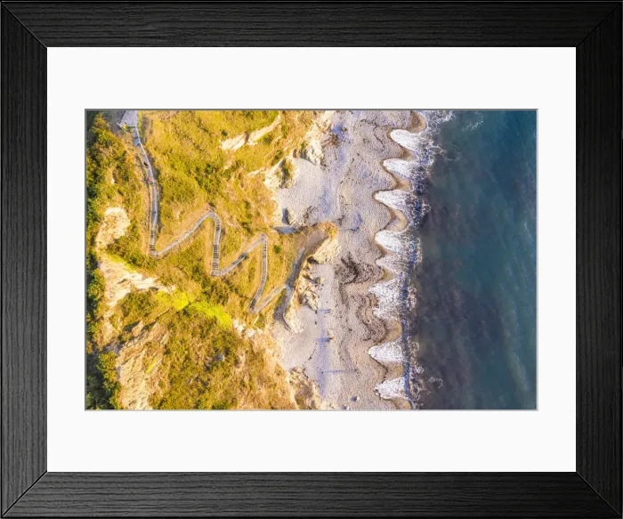 Framed Print : Aerial view of playa del Silencio (beach of silence) at sunset Framed Print : Aerial view of playa del Silencio (beach of silence) at sunset