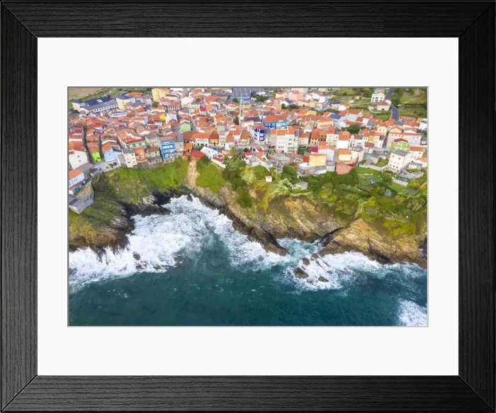 Framed Print : Aerial view of Carino, La Coruna, Galicia, Spain Framed Print : Aerial view of Carino, La Coruna, Galicia, Spain