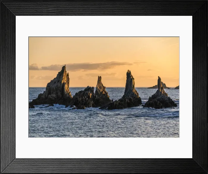 Framed Print : Playa Gueirua, Santa Marina, Asturias, Spain. La Forcada (The Pitchfork
