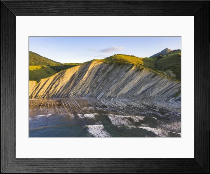 Framed Print : Itxaspe, Gipuzkoa, Basque Country, Spain. Aerial view of Playa Sakoneta Framed Print : Itxaspe, Gipuzkoa, Basque Country, Spain. Aerial view of Playa Sakoneta