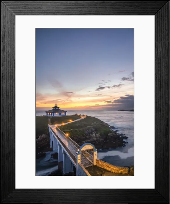 Framed Print : Ribadeo, Province of Lugo, Galicia, Spain. Illa Pancha lighthouse at dusk Framed Print : Ribadeo, Province of Lugo, Galicia, Spain. Illa Pancha lighthouse at dusk