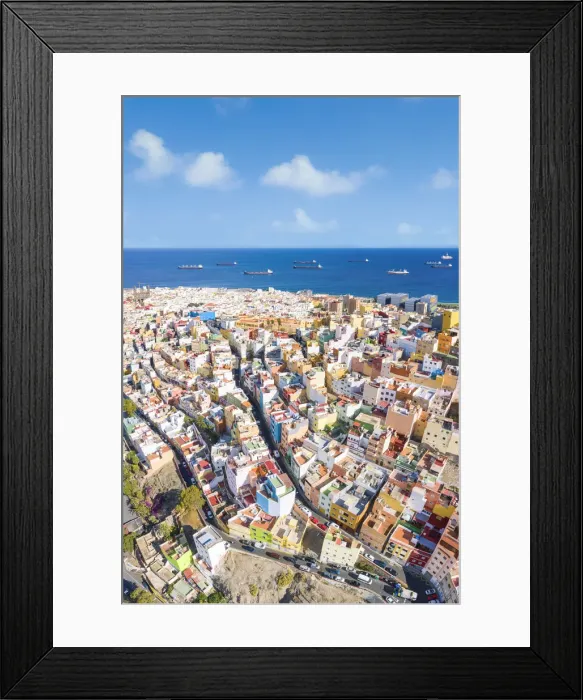 Framed Print : Aerial view of colorful buildings at Las Palmas. Gran Canaria, Canary Islands, Spain Framed Print : Aerial view of colorful buildings at Las Palmas. Gran Canaria, Canary Islands, Spain