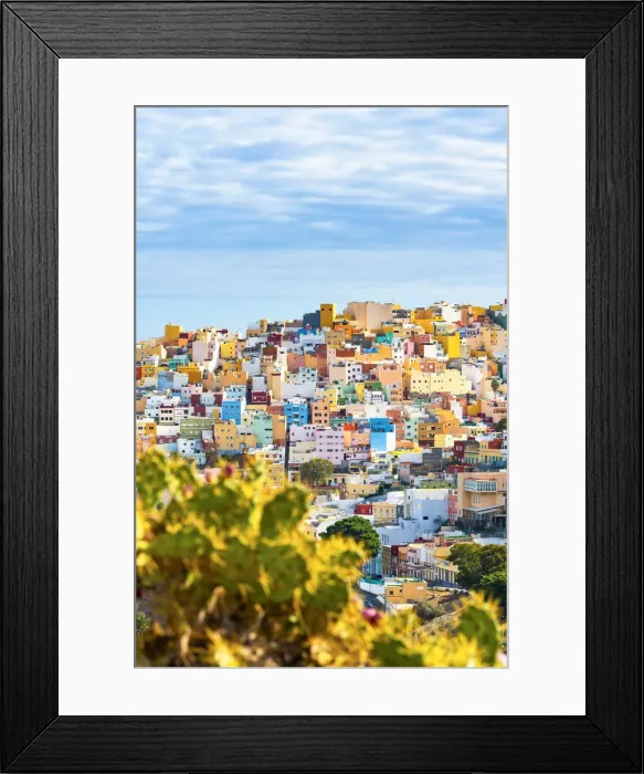 Framed Print : Colorful Houses at Las Palmas. Gran Canaria, Canary Islands, Spain Framed Print : Colorful Houses at Las Palmas. Gran Canaria, Canary Islands, Spain