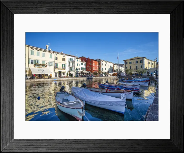 Framed Print : Lazise sul Garda, Verona province, Veneto, Italy Wooden boats in the harbour of Lazise Framed Print : Lazise sul Garda, Verona province, Veneto, Italy Wooden boats in the harbour of Lazise