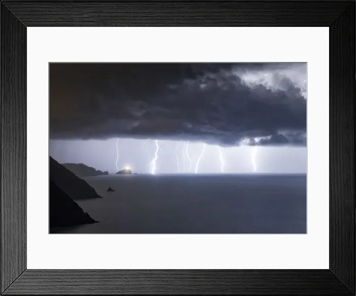 Framed Print : an impressive summer lightning storm is about to hit the Isle of Tino Framed Print : an impressive summer lightning storm is about to hit the Isle of Tino