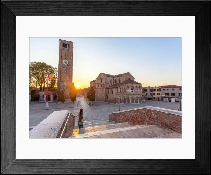 Framed Print : A woman admires the Church of Santa Maria e San Donato (Murano Cathedral) at sunset Framed Print : A woman admires the Church of Santa Maria e San Donato (Murano Cathedral) at sunset