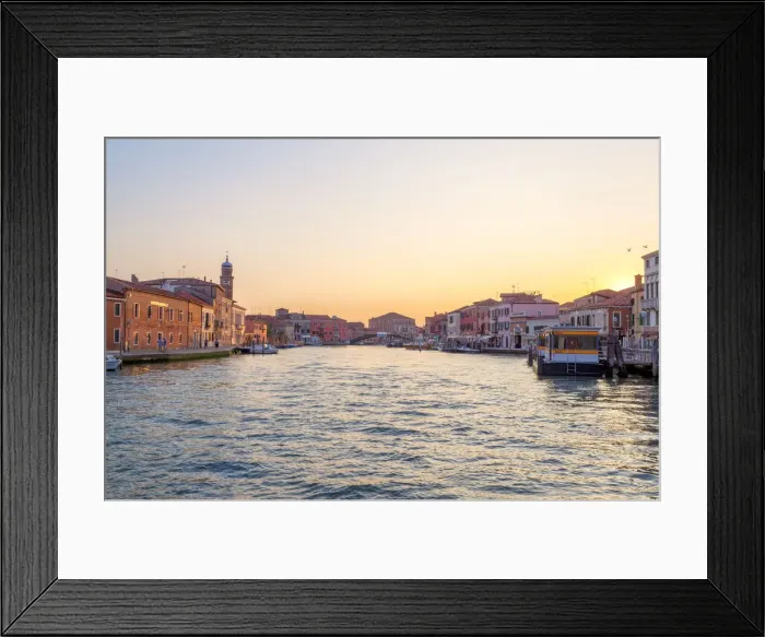 Framed Print : View of Canale Ponte Lungo at sunset, Murano Island, Venice, Veneto, Italy Framed Print : View of Canale Ponte Lungo at sunset, Murano Island, Venice, Veneto, Italy