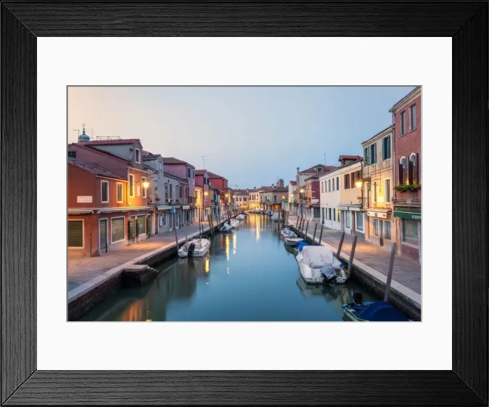 Framed Print : Dusk on Rio dei Vetrai, one of the canals of Murano Island, Venice, Veneto, Italy Framed Print : Dusk on Rio dei Vetrai, one of the canals of Murano Island, Venice, Veneto, Italy
