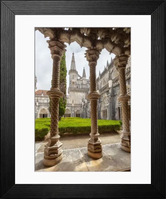 Framed Print : The manuleine columns of the Royal Cloister (Claustro Real) of the Batalha Monastery (Mosteiro da Batalha), Batalha municipality, Leiria district, Estremadura province, Portugal Framed Print : The manuleine columns of the Royal Cloister (Claustro Real) of the Batalha Monastery (Mosteiro da Batalha), Batalha municipality, Leiria district, Estremadura province, Portugal