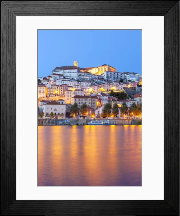 Framed Print : View of Coimbra ol town and Mondego River at dusk. Coimbra, Coimbra district Framed Print : View of Coimbra ol town and Mondego River at dusk. Coimbra, Coimbra district