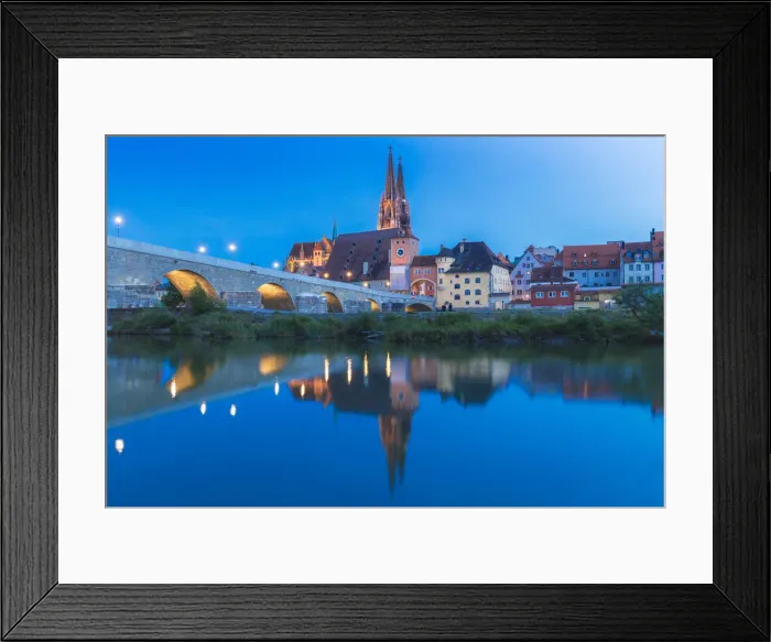 Framed Print : Blue Danube in the medieval Regensburg, Lower Bavaria, Bavaria, Germany Framed Print : Blue Danube in the medieval Regensburg, Lower Bavaria, Bavaria, Germany