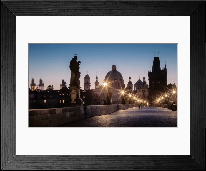 Framed Print : Dawn at the monumental Charles Bridge, Prague, Czech Republic Framed Print : Dawn at the monumental Charles Bridge, Prague, Czech Republic