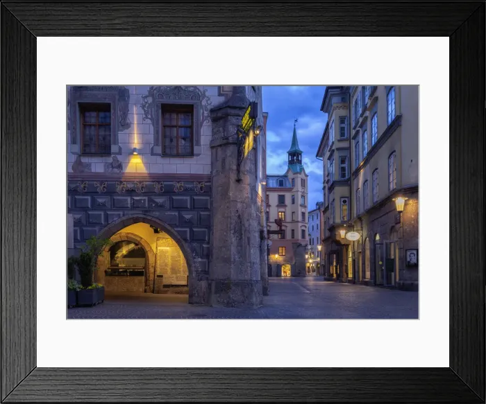 Framed Print : The historical inner city of Innsbruck at evening, Kiebachgasse, Innsbruck, Tyrol Framed Print : The historical inner city of Innsbruck at evening, Kiebachgasse, Innsbruck, Tyrol