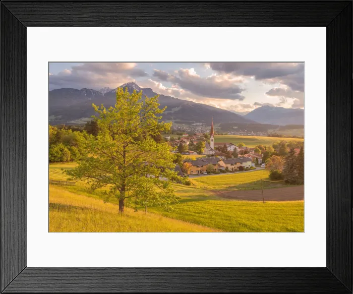 Framed Print : A lonely tree in the hills surrounding the little village of Vill at sunset, Innsbruck Framed Print : A lonely tree in the hills surrounding the little village of Vill at sunset, Innsbruck